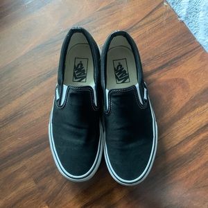 Black platform vans slip ons